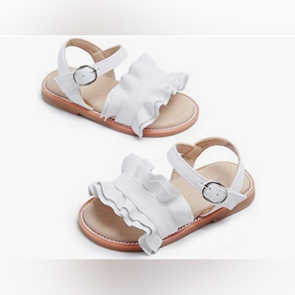 KOLAN ~ Baby/ Toddler White Ruffle Sandals Size 8 - Picture 2 of 15
